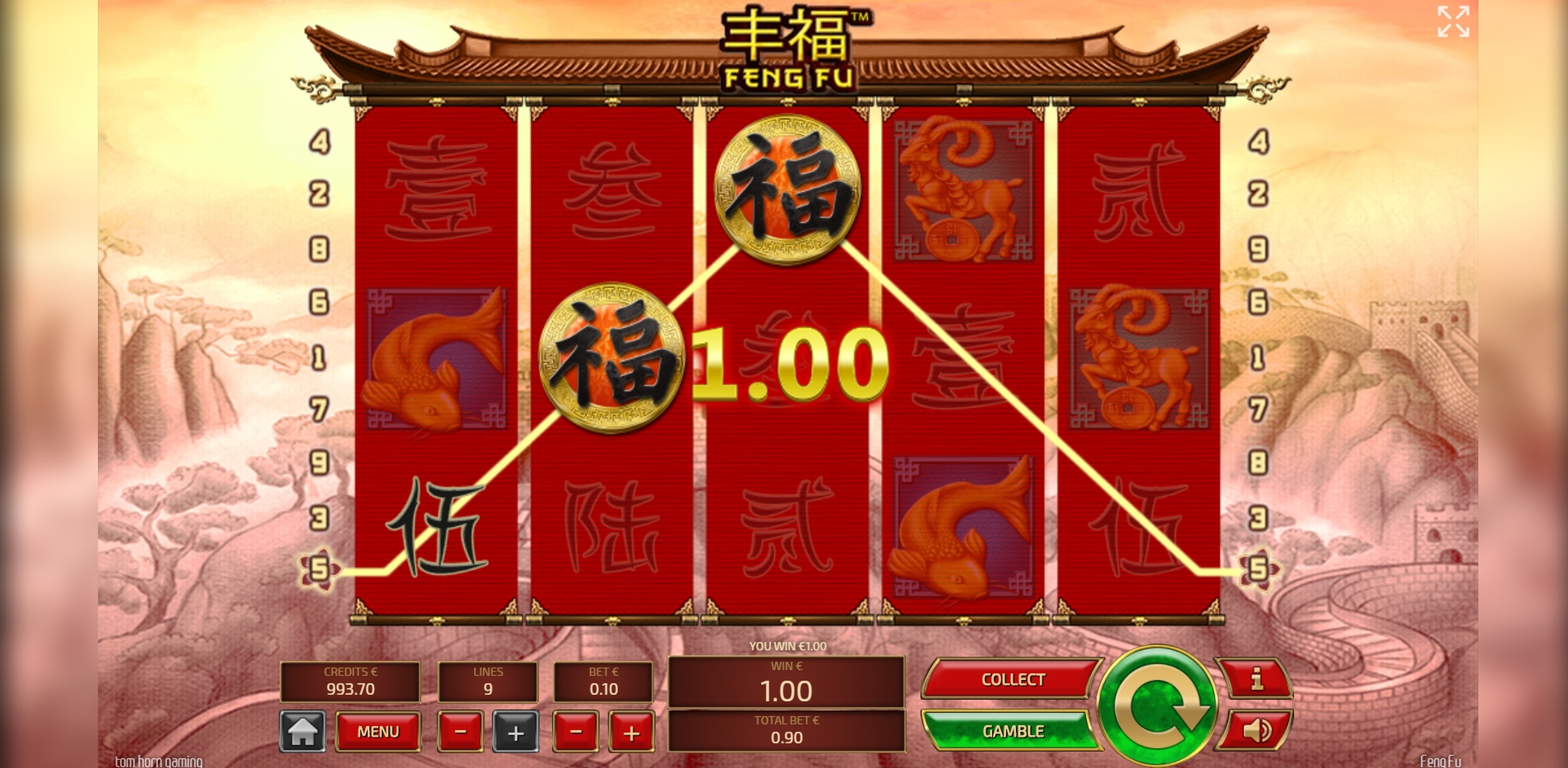 Win Money in Feng Fu Free Slot Game by Tom Horn Gaming