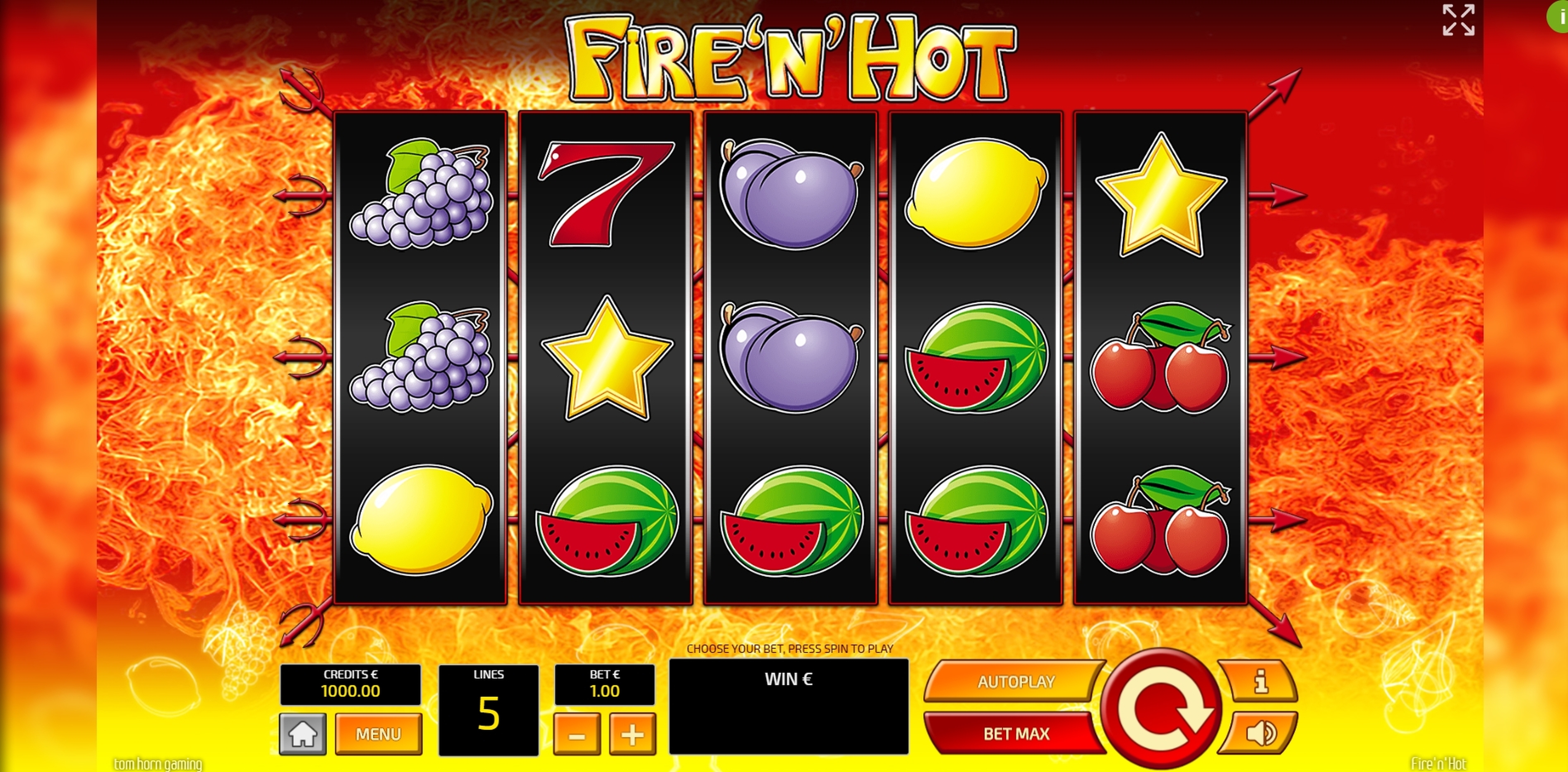 Reels in Fire'n'Hot Slot Game by Tom Horn Gaming