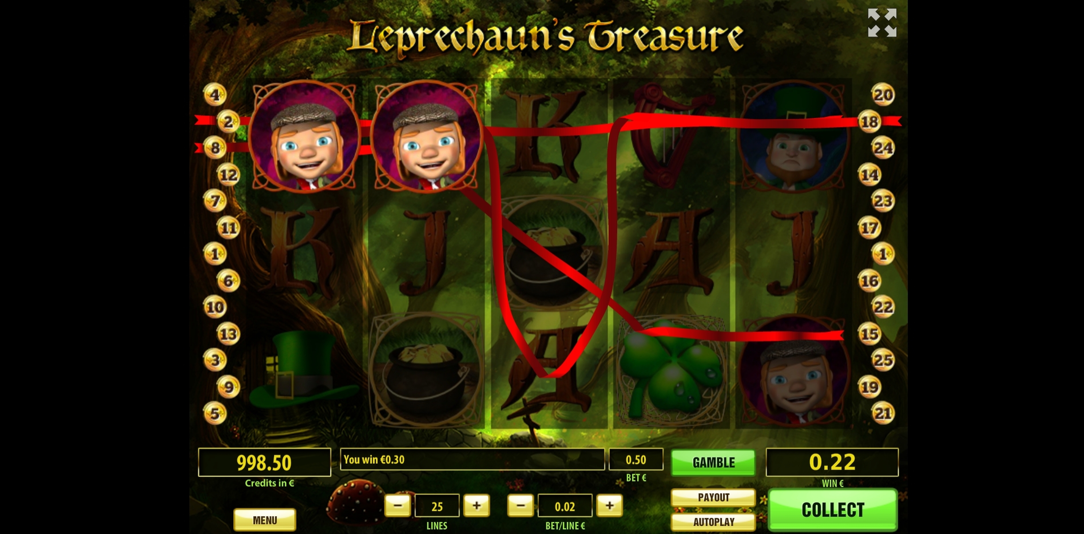 Win Money in Leprechaun's Treasure Free Slot Game by Tom Horn Gaming