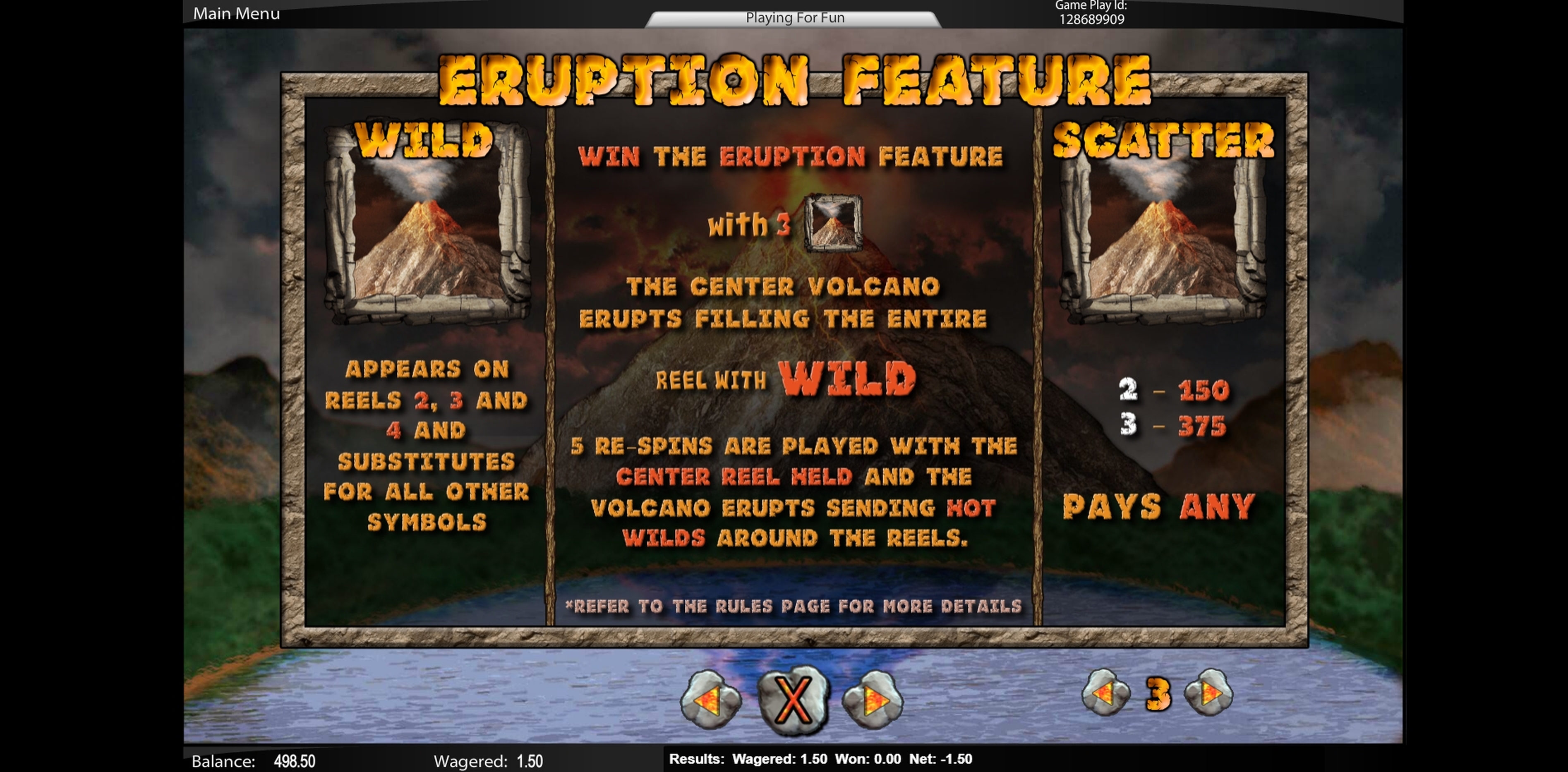 Info of Hot Volcano Slot Game by Top Trend Gaming