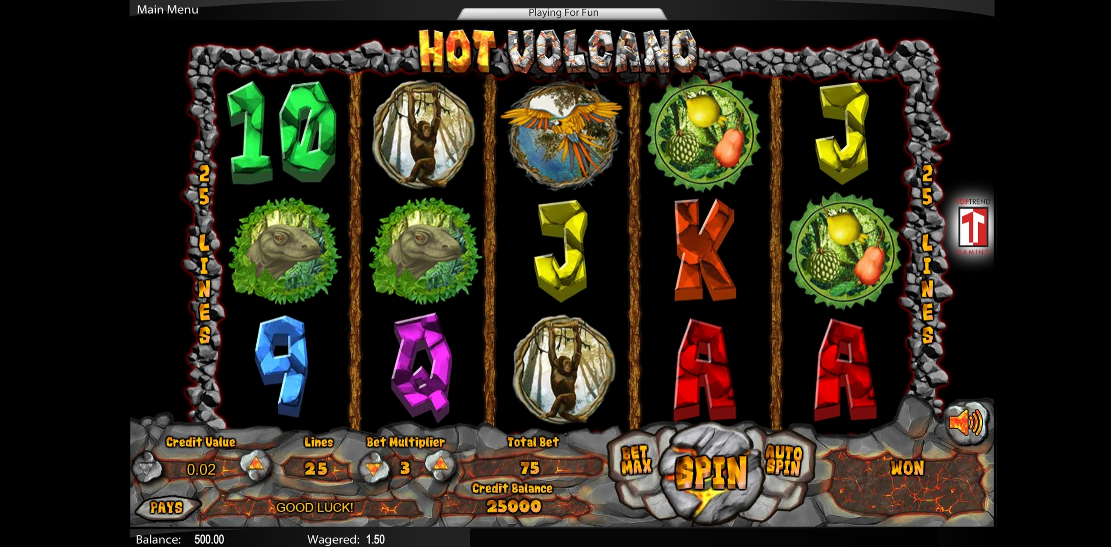Reels in Hot Volcano Slot Game by Top Trend Gaming