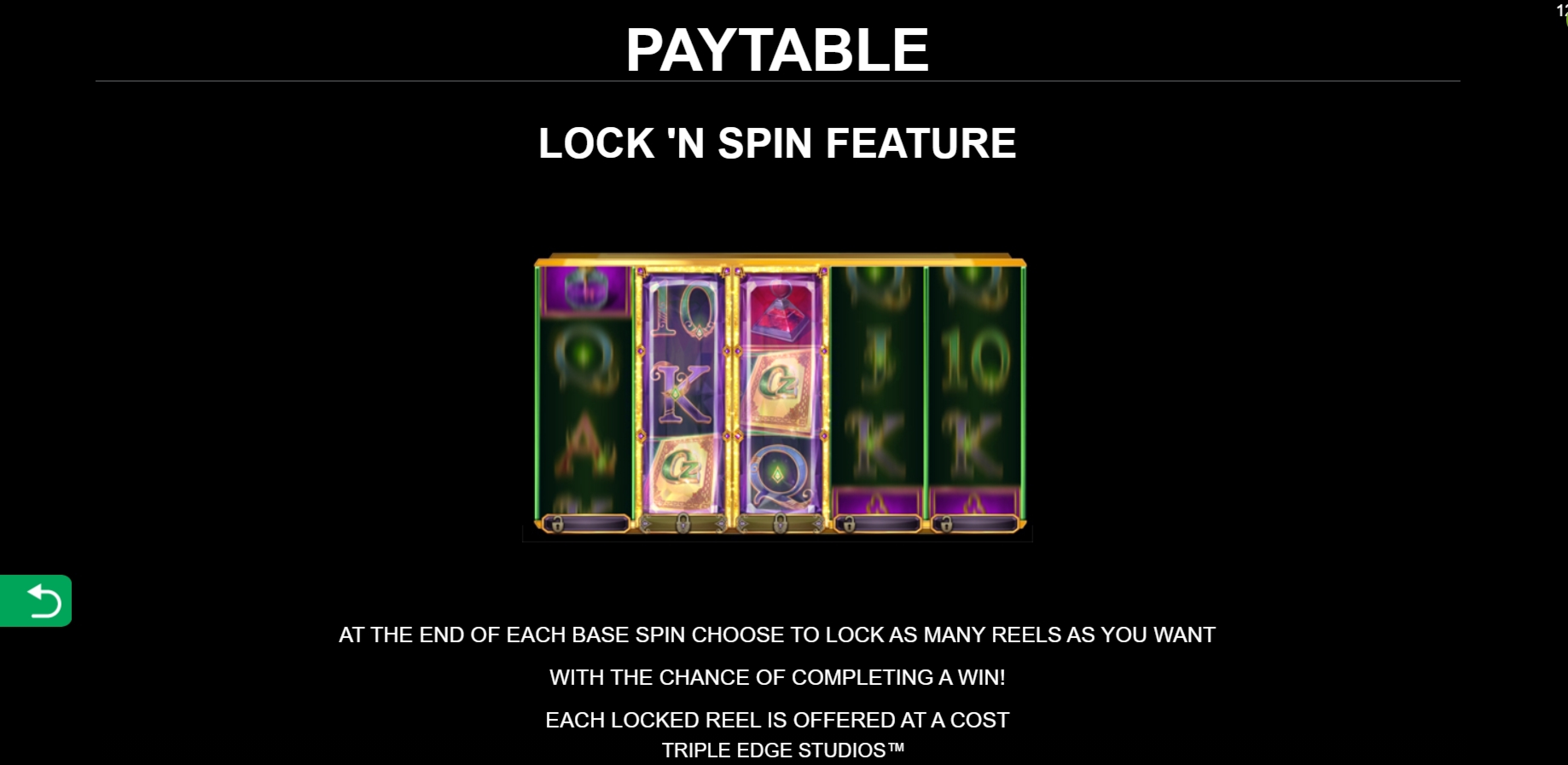Info of Book of Oz Lock 'N Spin Slot Game by Triple Edge Studios