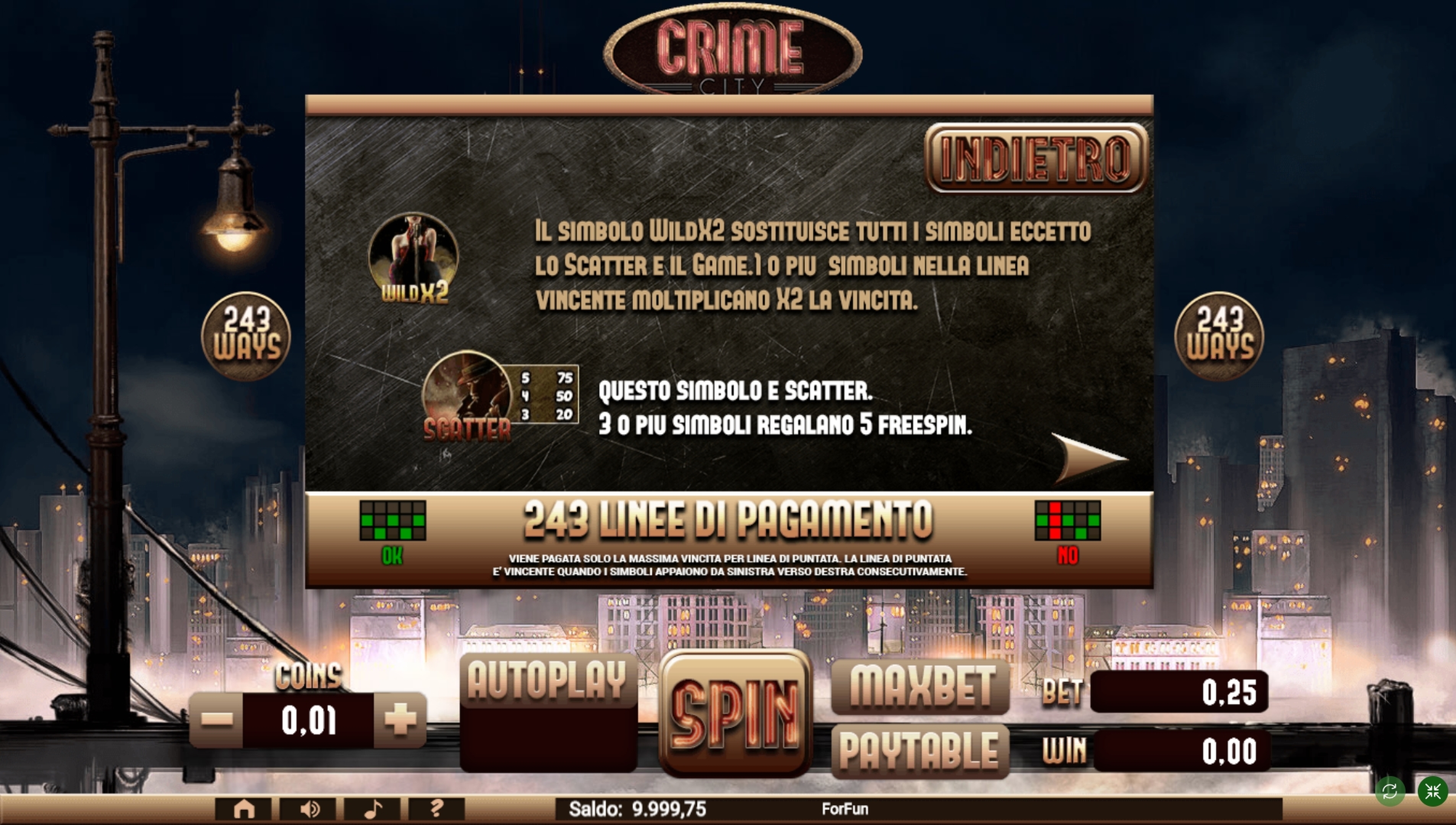 Info of Crime City Slot Game by Tuko Productions