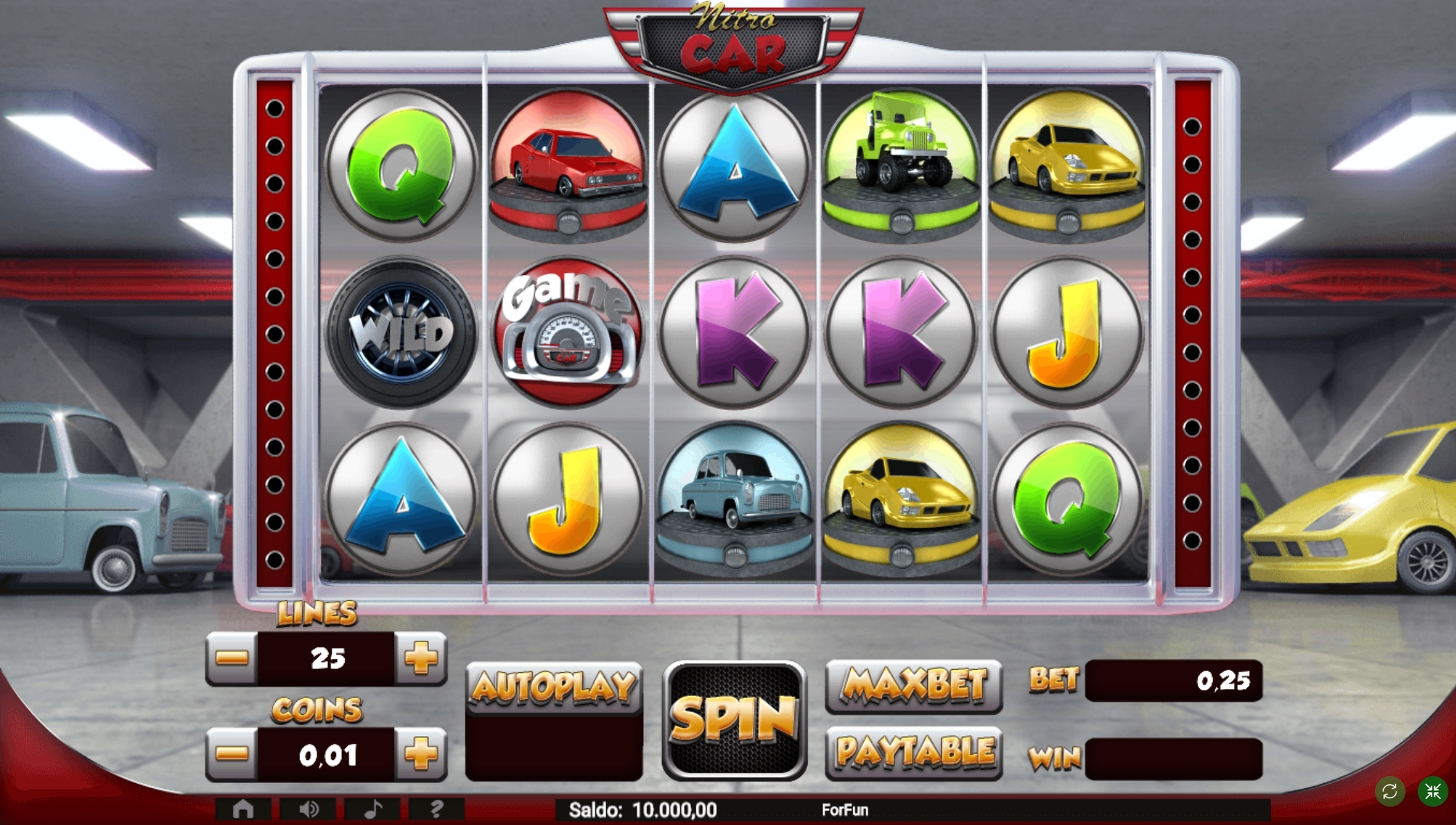 Reels in Nitro Car Slot Game by Tuko Productions