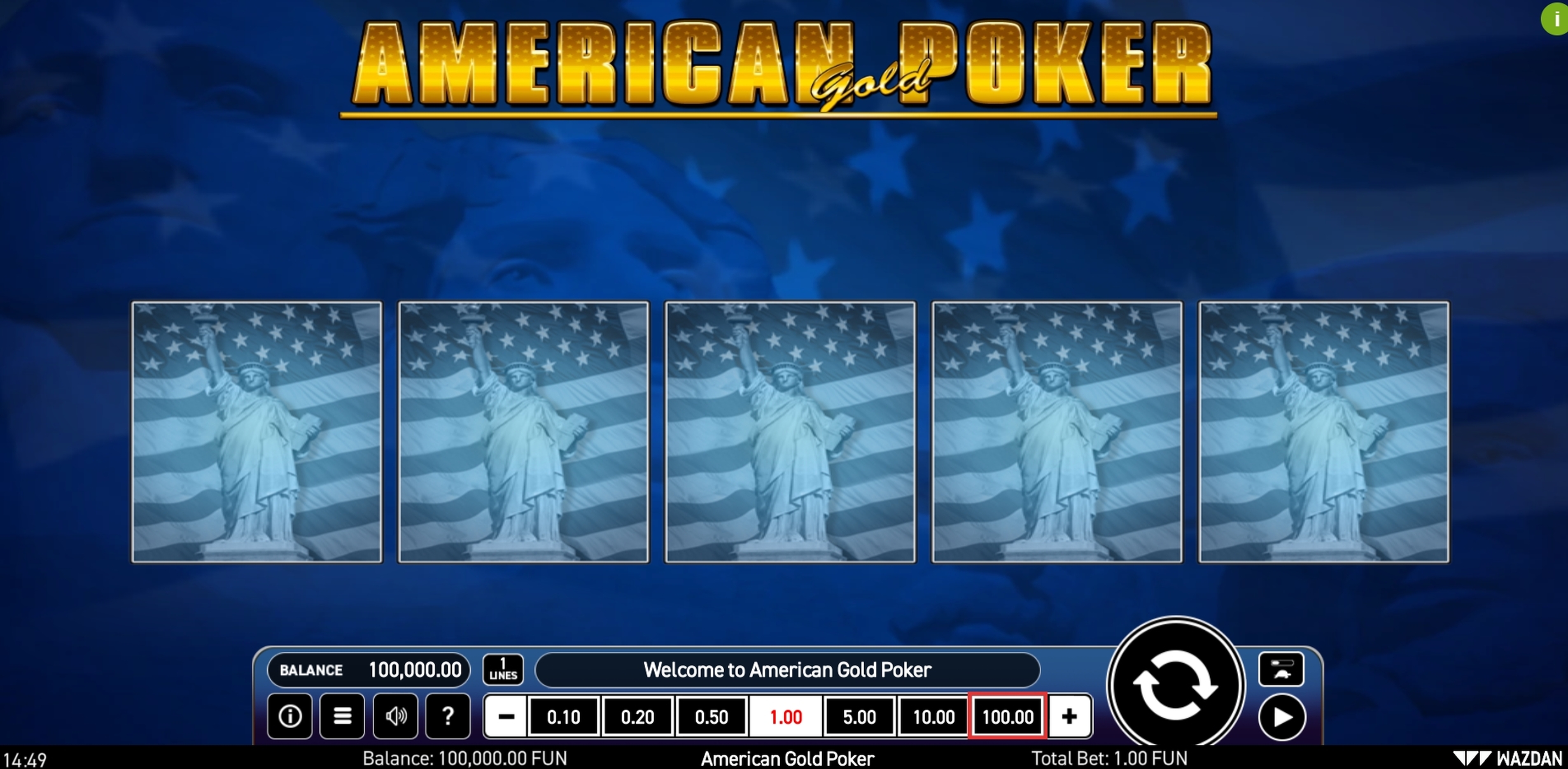 Reels in American Gold Poker Slot Game by Wazdan