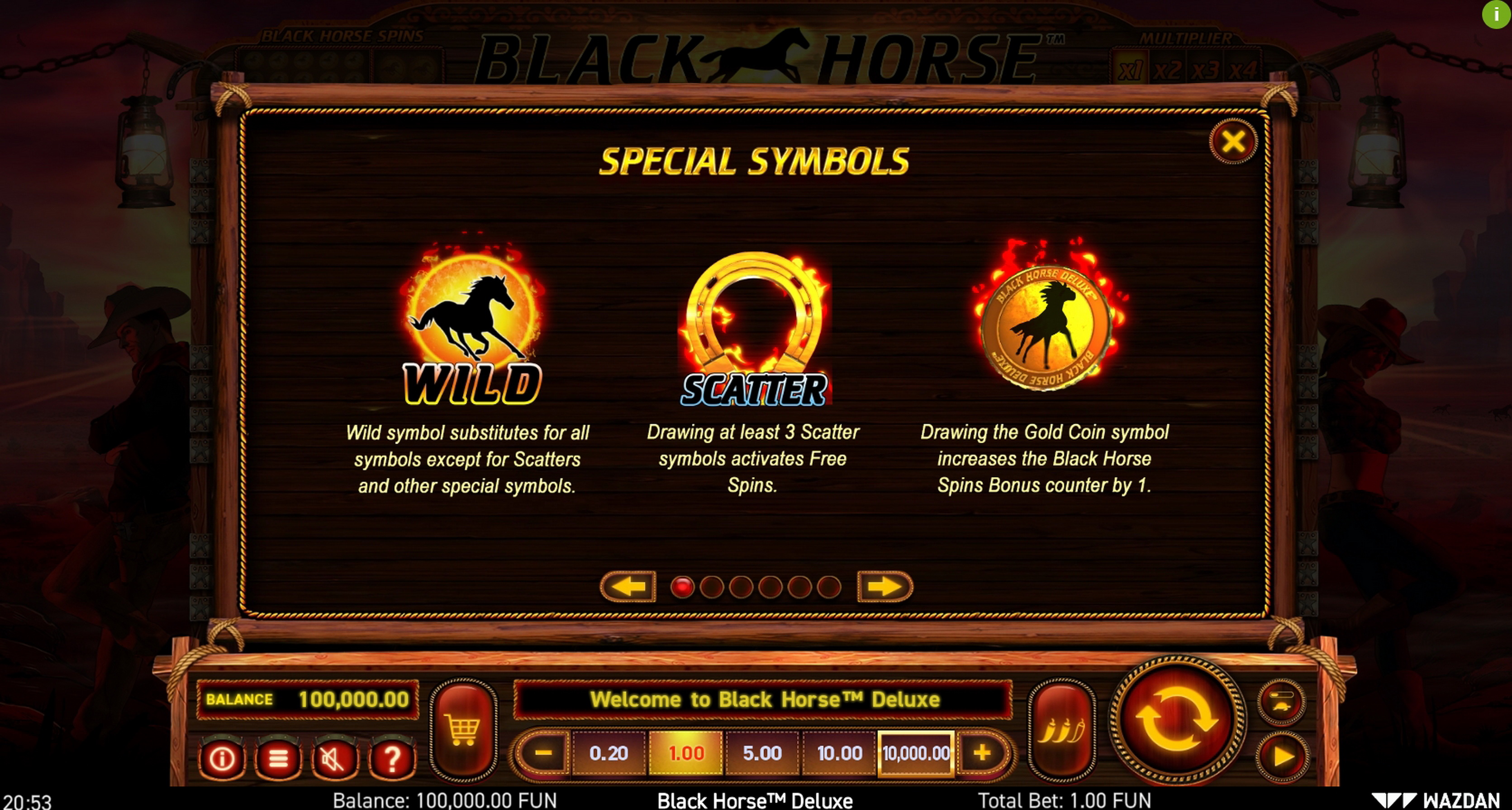 Info of Black Horse Deluxe Slot Game by Wazdan