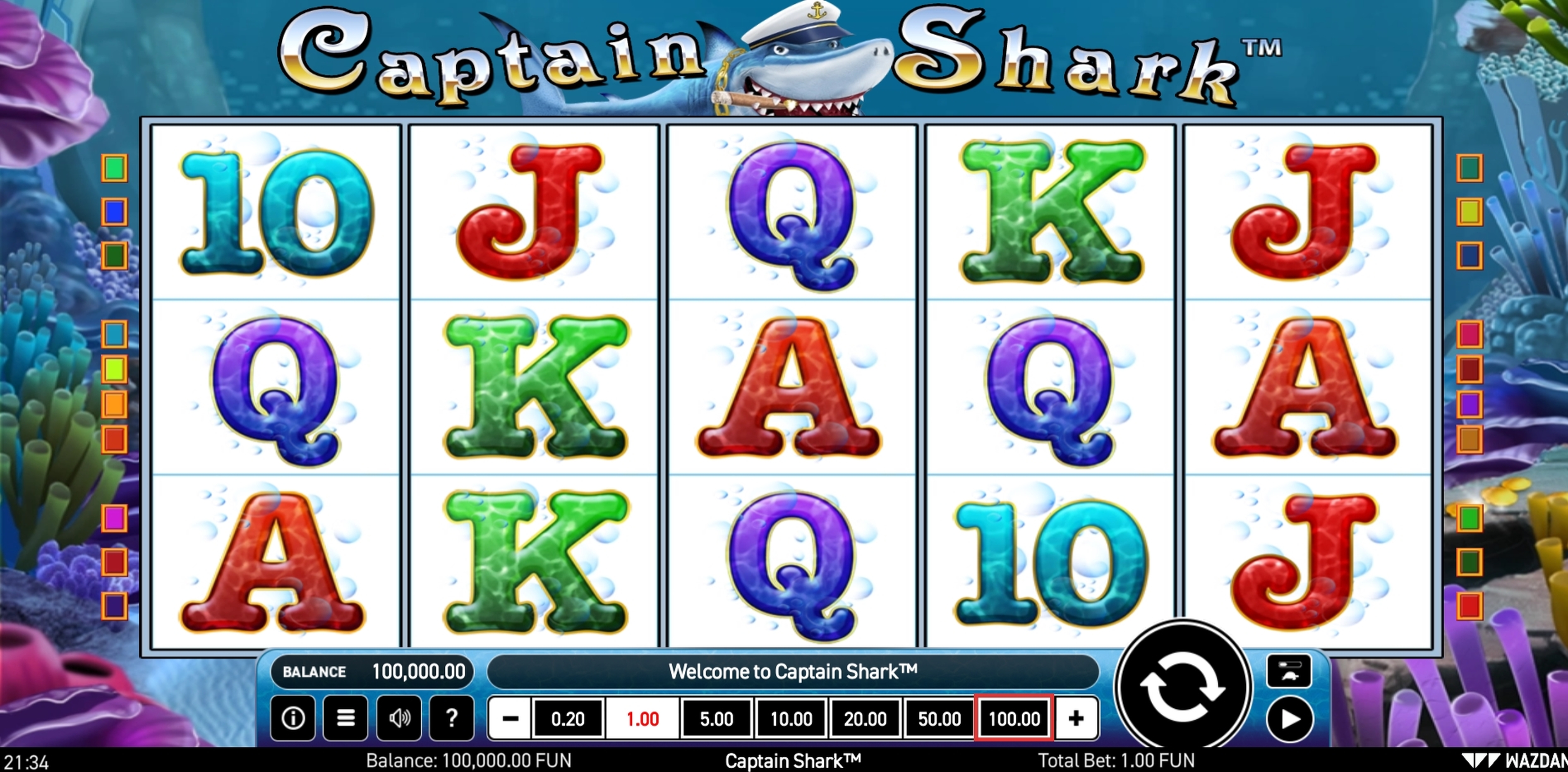 Reels in Captain Shark Slot Game by Wazdan