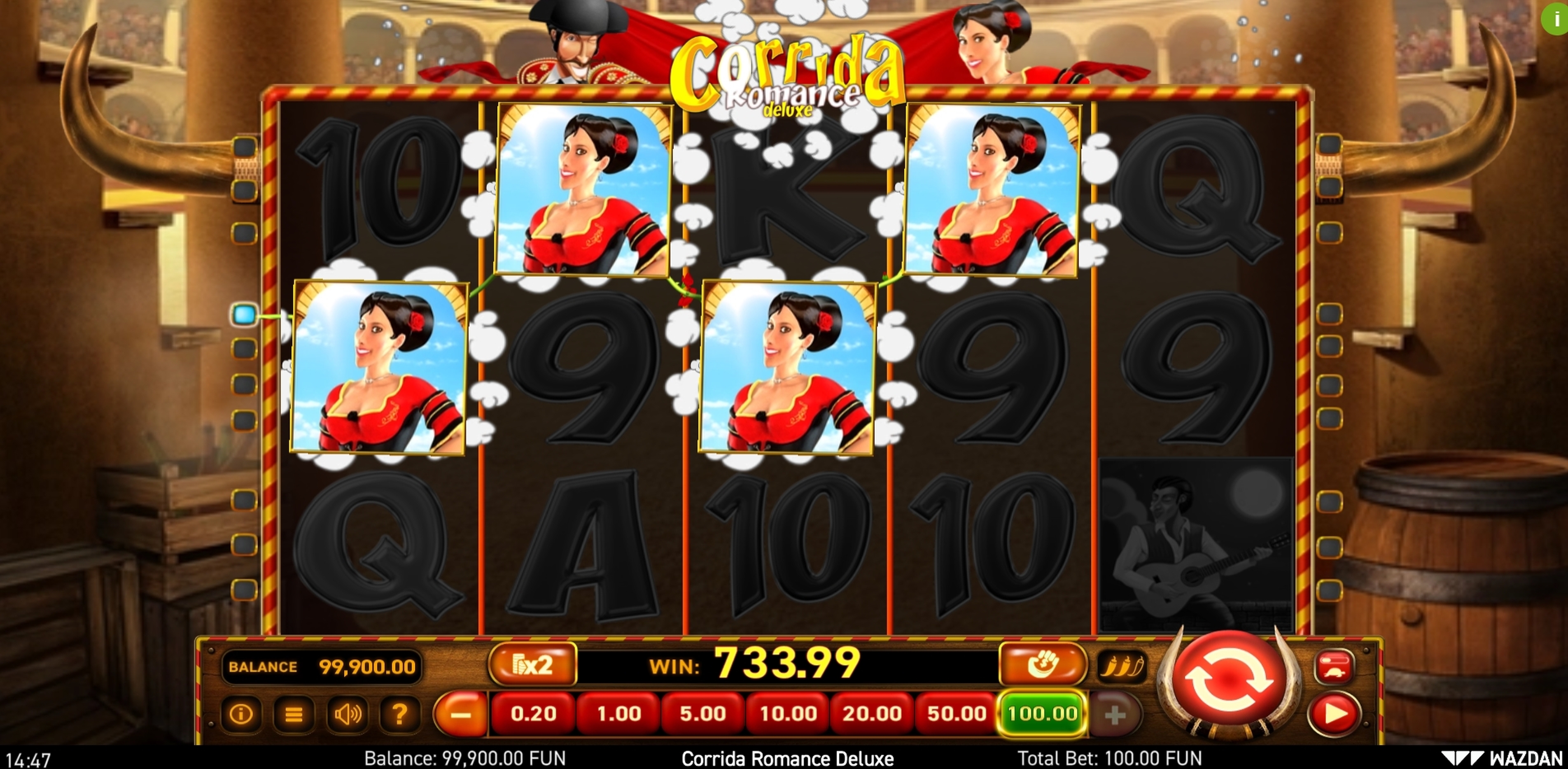Win Money in Corrida Romance Deluxe Free Slot Game by Wazdan