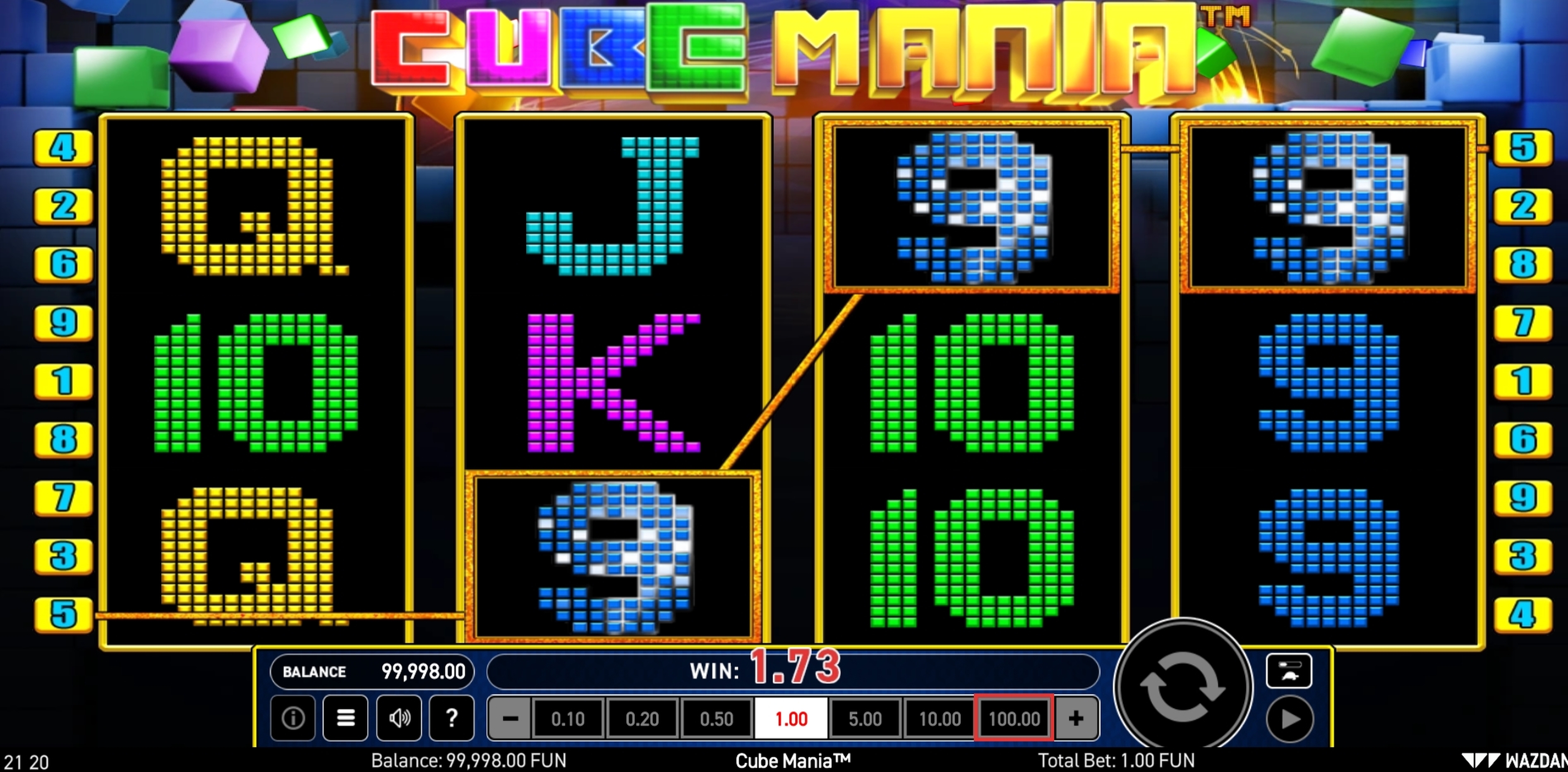 Win Money in Cube Mania Free Slot Game by Wazdan