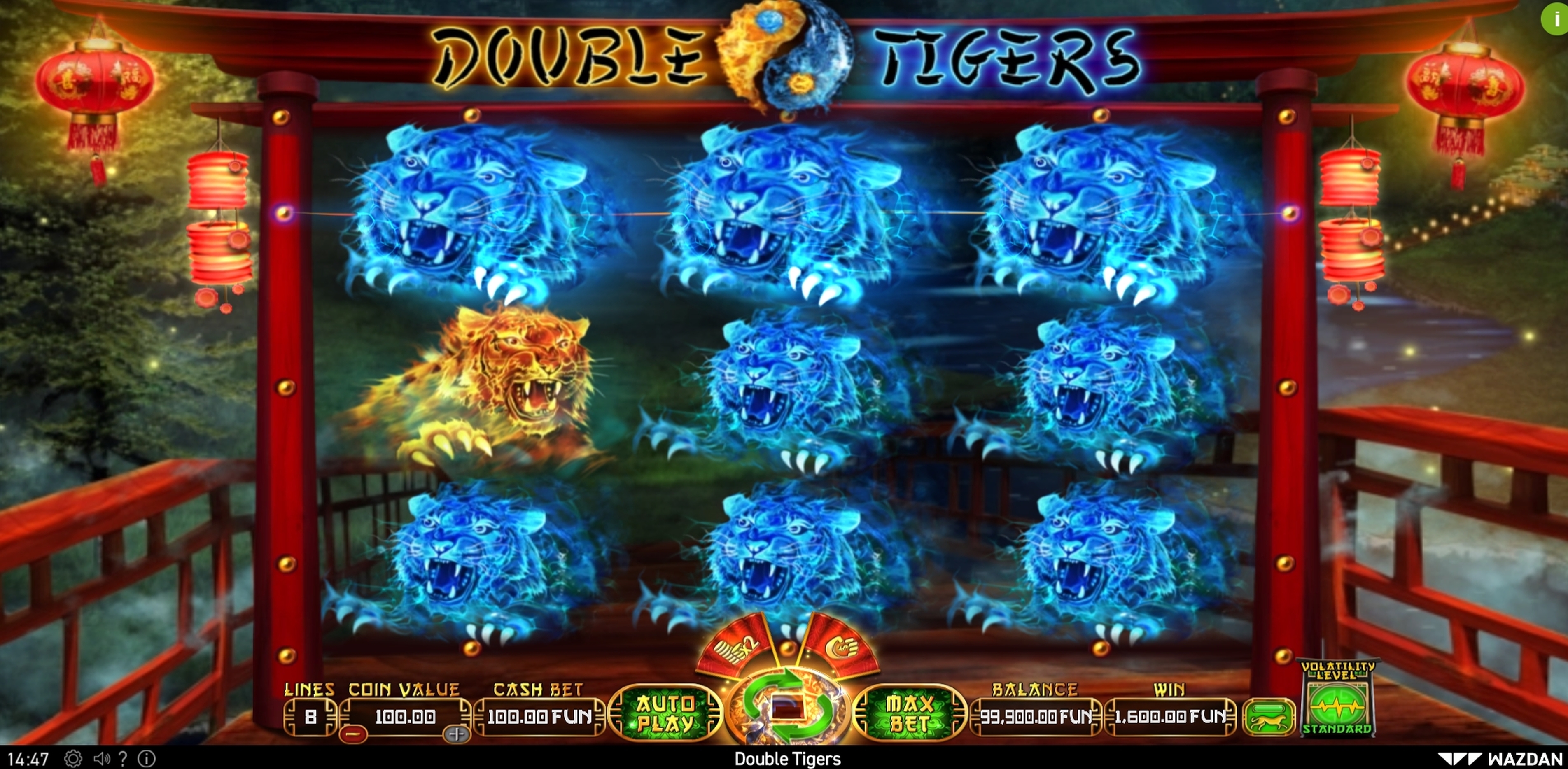 Win Money in Double Tigers Free Slot Game by Wazdan