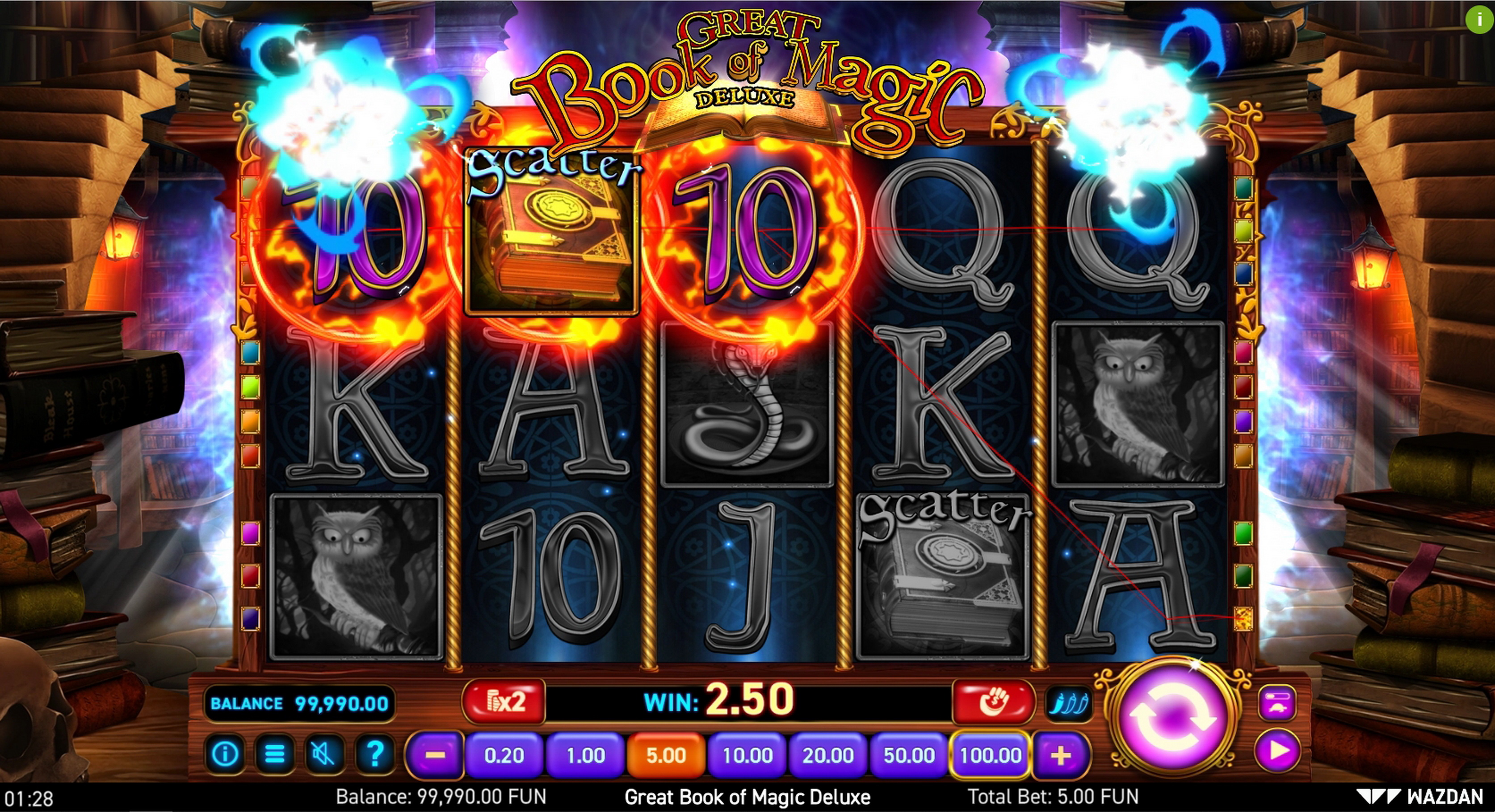 Win Money in Great Book of Magic Deluxe Free Slot Game by Wazdan