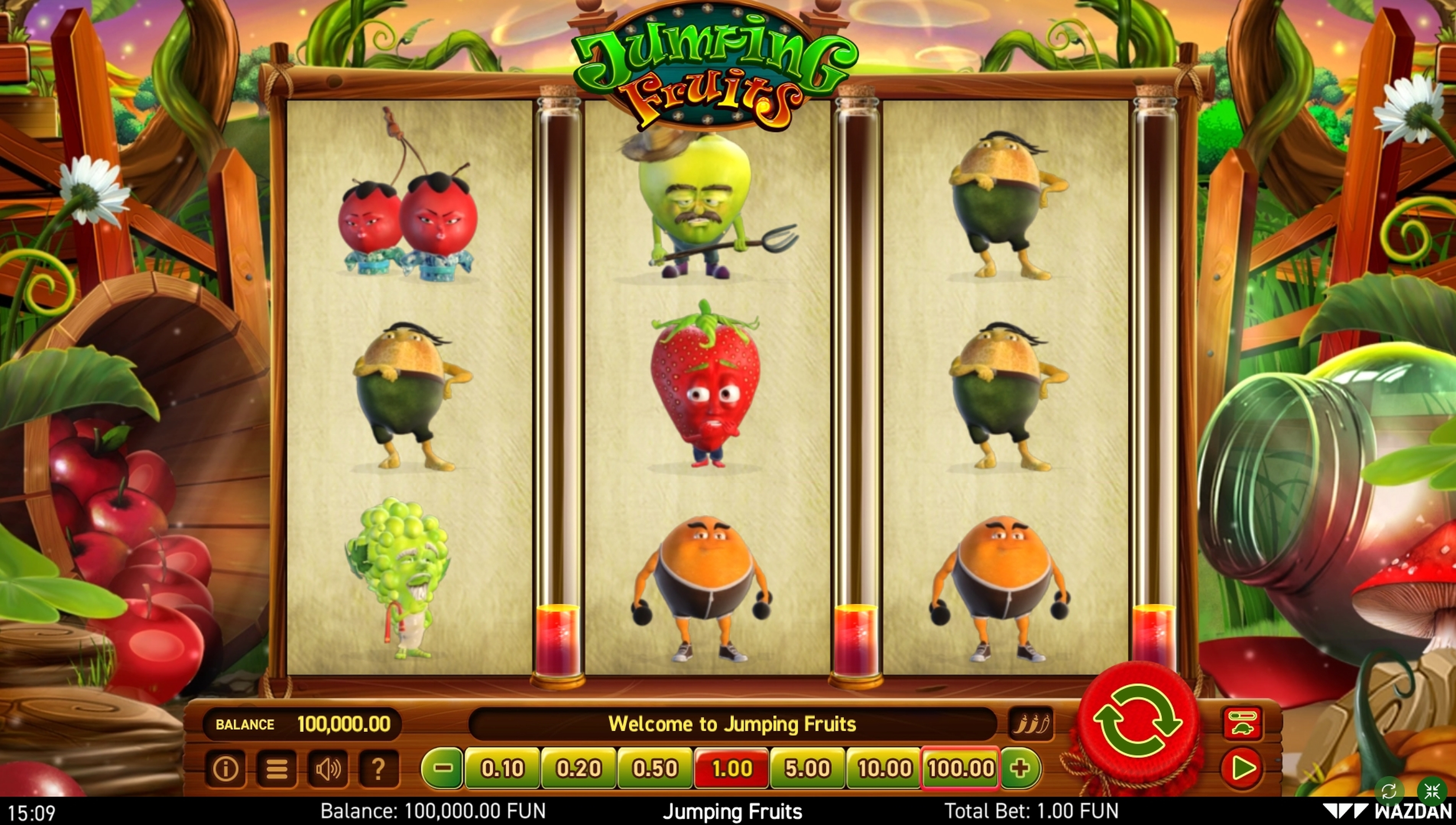 Reels in Jumping Fruits Slot Game by Wazdan
