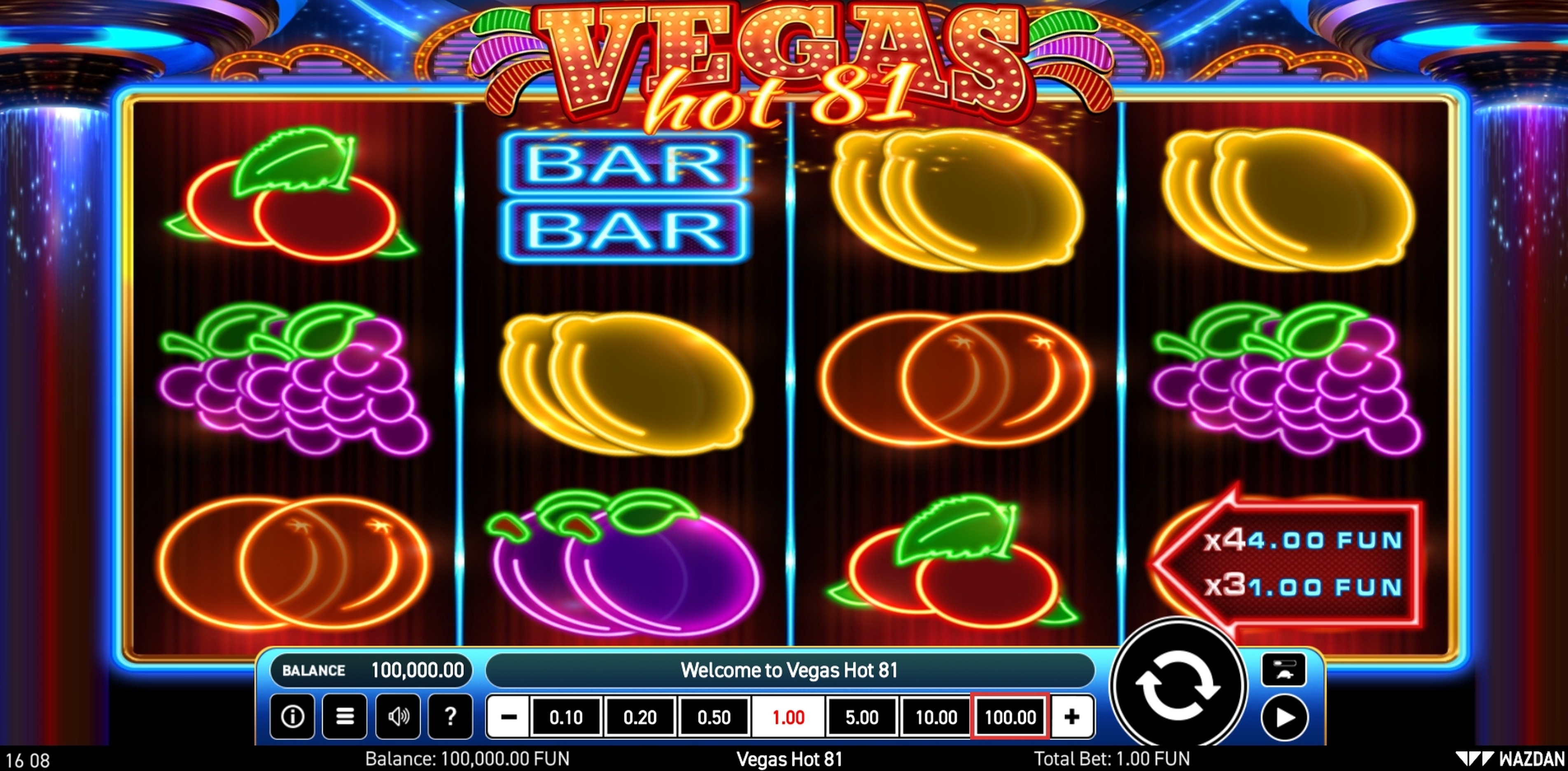 Reels in Vegas Hot 81 Slot Game by Wazdan