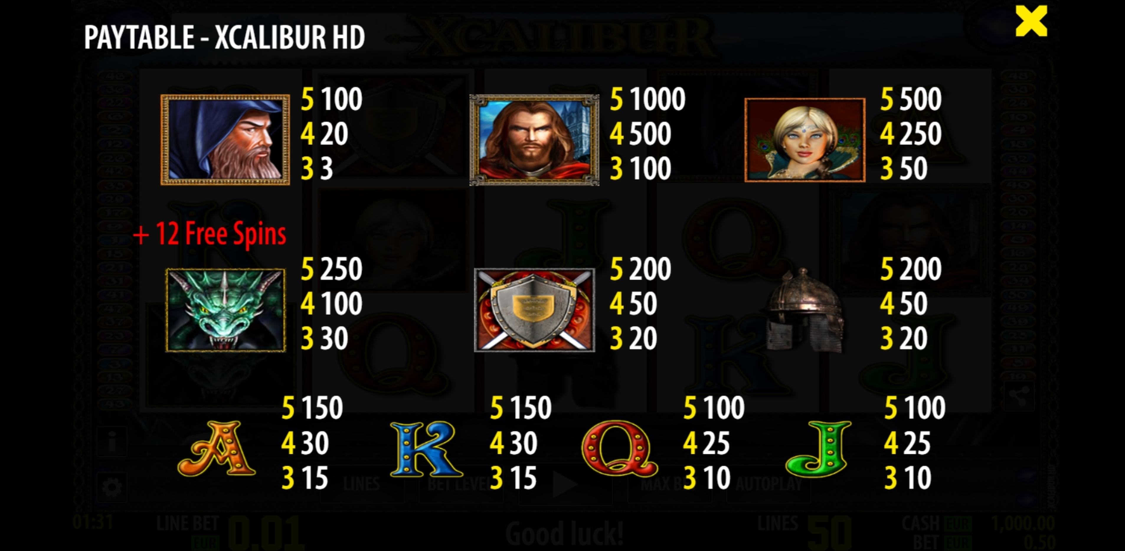 Info of Xcalibur HD Slot Game by World Match