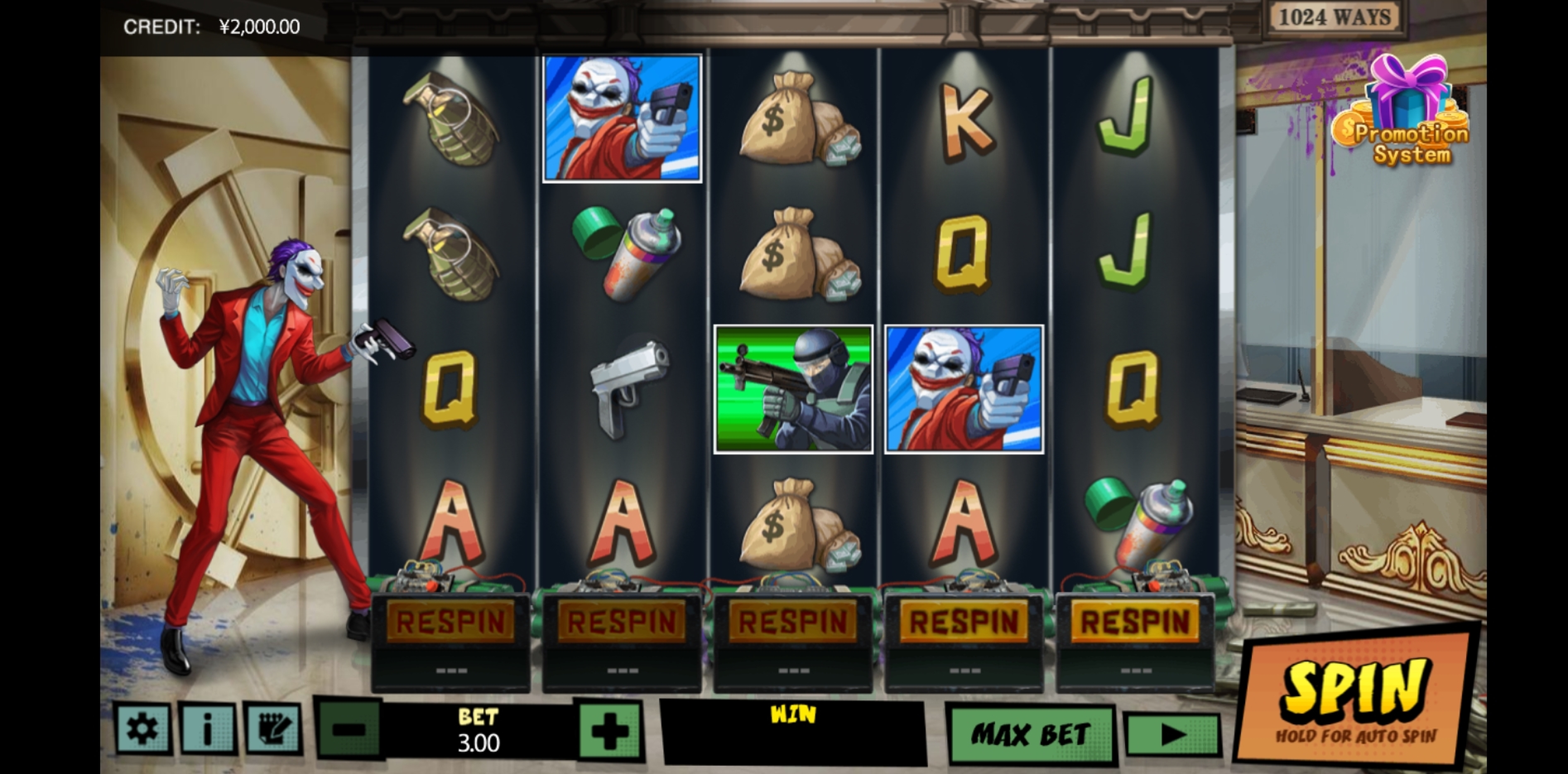 Reels in Ace Heist Slot Game by XIN Gaming