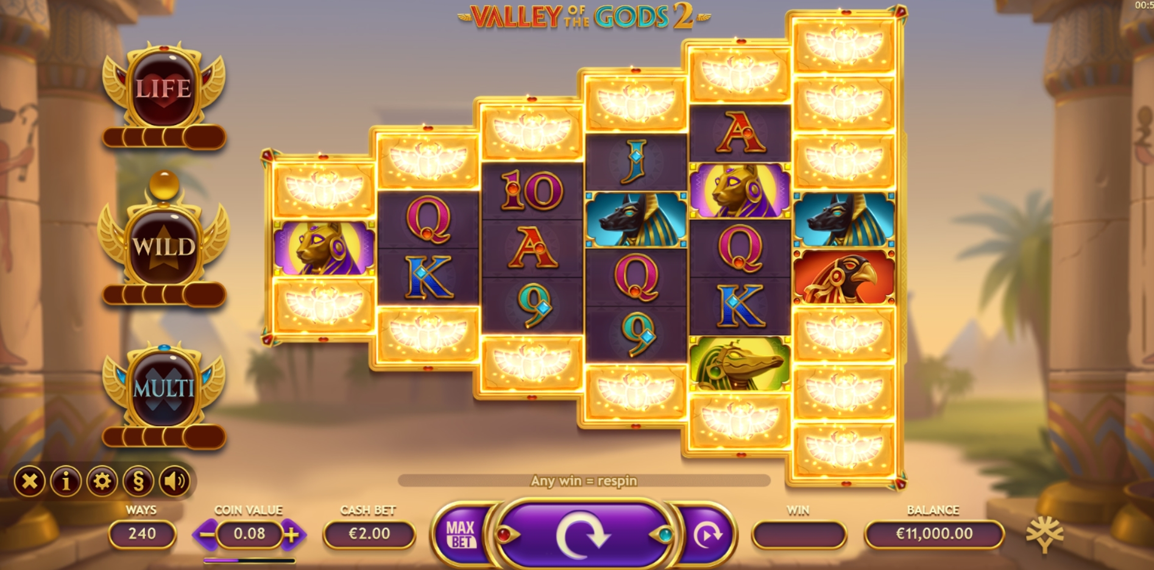Reels in Valley Of The Gods 2 Slot Game by Yggdrasil Gaming