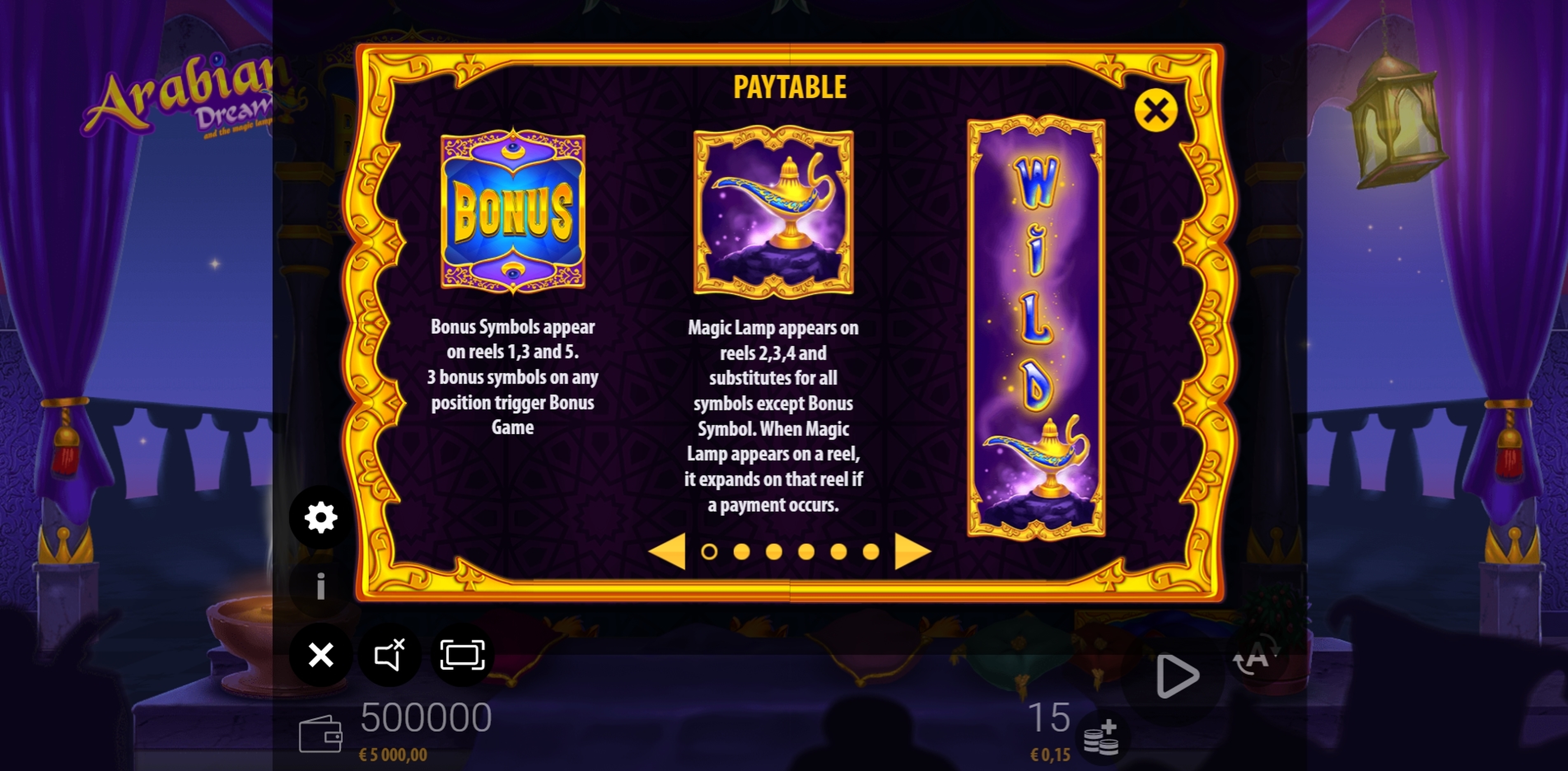Info of Arabian Dream Slot Game by ZEUS PLAY